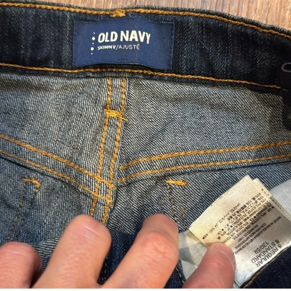 Old Navy Jeans Dark Wash Skinny Fit‎ Adjustable Waist Boys Size School Clothes 8